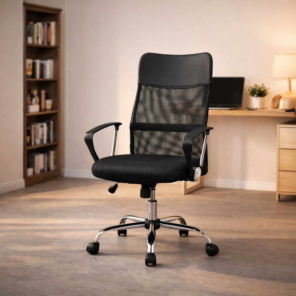 Cadeira Presidente MAXOFFICE MOCH-2001/BK Giratória Tela Mesh com Balanço Suporta 120kg Preta
