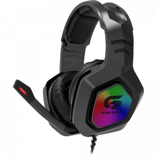 Headset Gamer Fortrek Black Hawk RGB com Microfone Driver 50mm Conector P3 P2 USB
