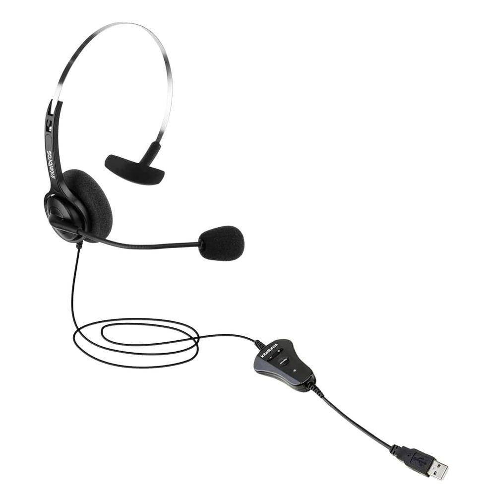 Headset Intelbras CHS 40 USB Monoauricular com Microfone Flexível e Controle de Volume Integrado