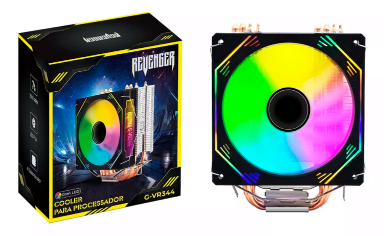 Cooler para Processador Revenger G-VR344 RGB 2 Heatpipes TDP 150W Fan 120mm Intel LGA 1700/1200/115X e AMD AM4/AM5