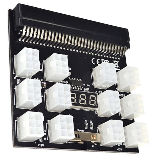Placa Breakout Board para Fonte Servidor HP 17 Conectores PCIe 6 Pinos com Display LED