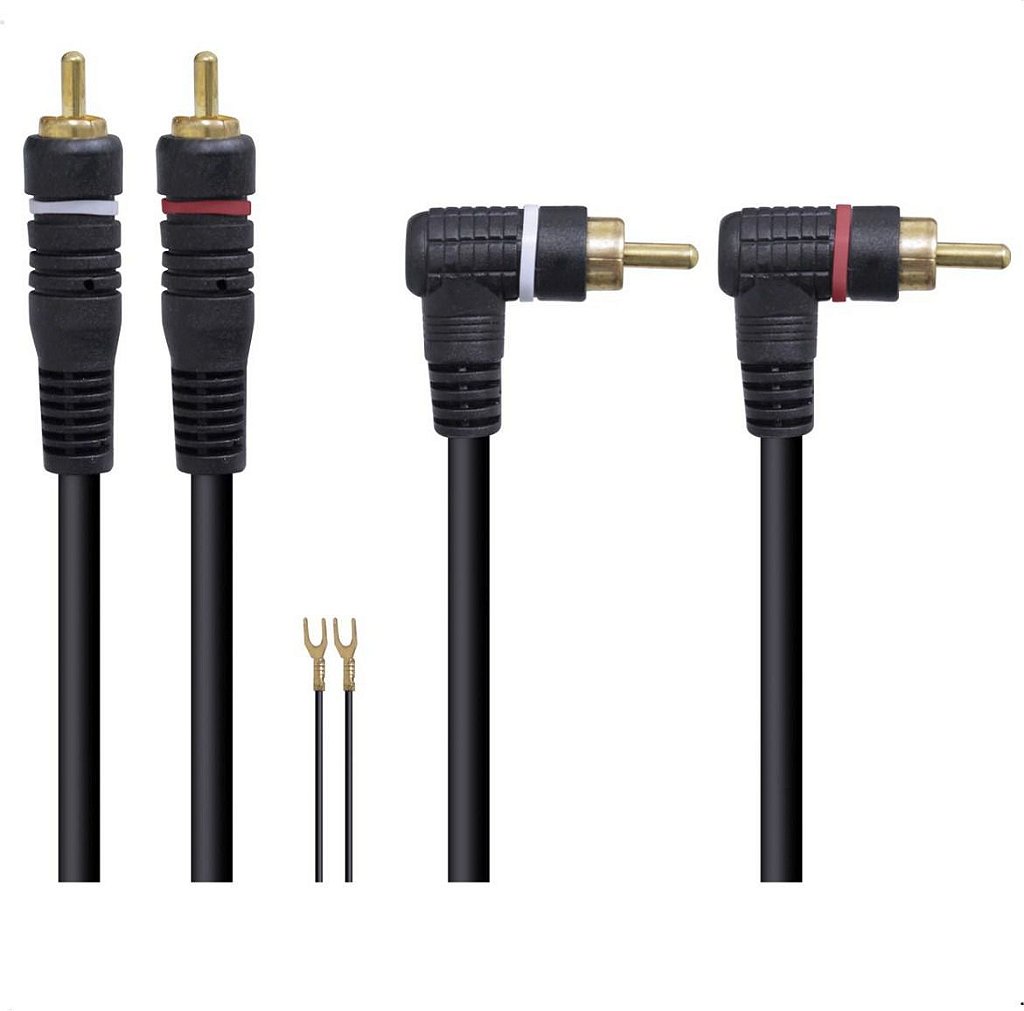 Cabo RCA Macho x RCA 90 Graus 5 Metros 4mm Profissional Cobre Blindado - Imagem 3