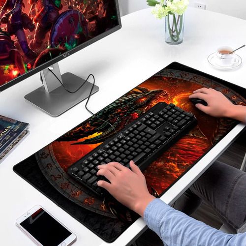 Mouse Pad Gamer Exbom Dragão de Fogo 700x350x3mm Base Emborrachada MP-7035C01 - Imagem 2