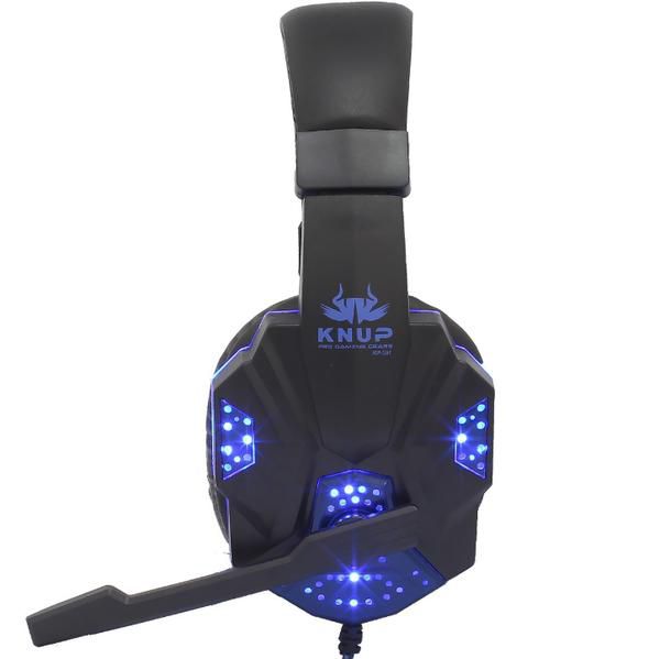 Headset Gamer Knup KP-397 com LED Azul, Microfone, Conexão P2 e USB para PC, PS4 e Xbox - Imagem 2