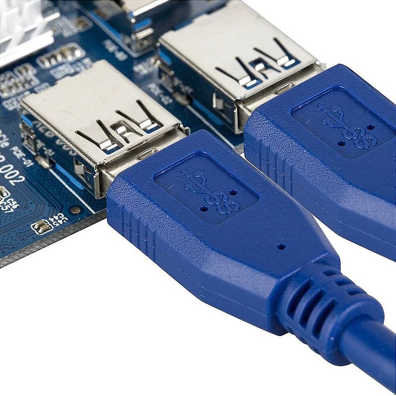 Placa Multiplicadora PCIE 1x para 4 Portas USB 3.0 Adaptador Riser Card Expansor de Slot PCI-Express