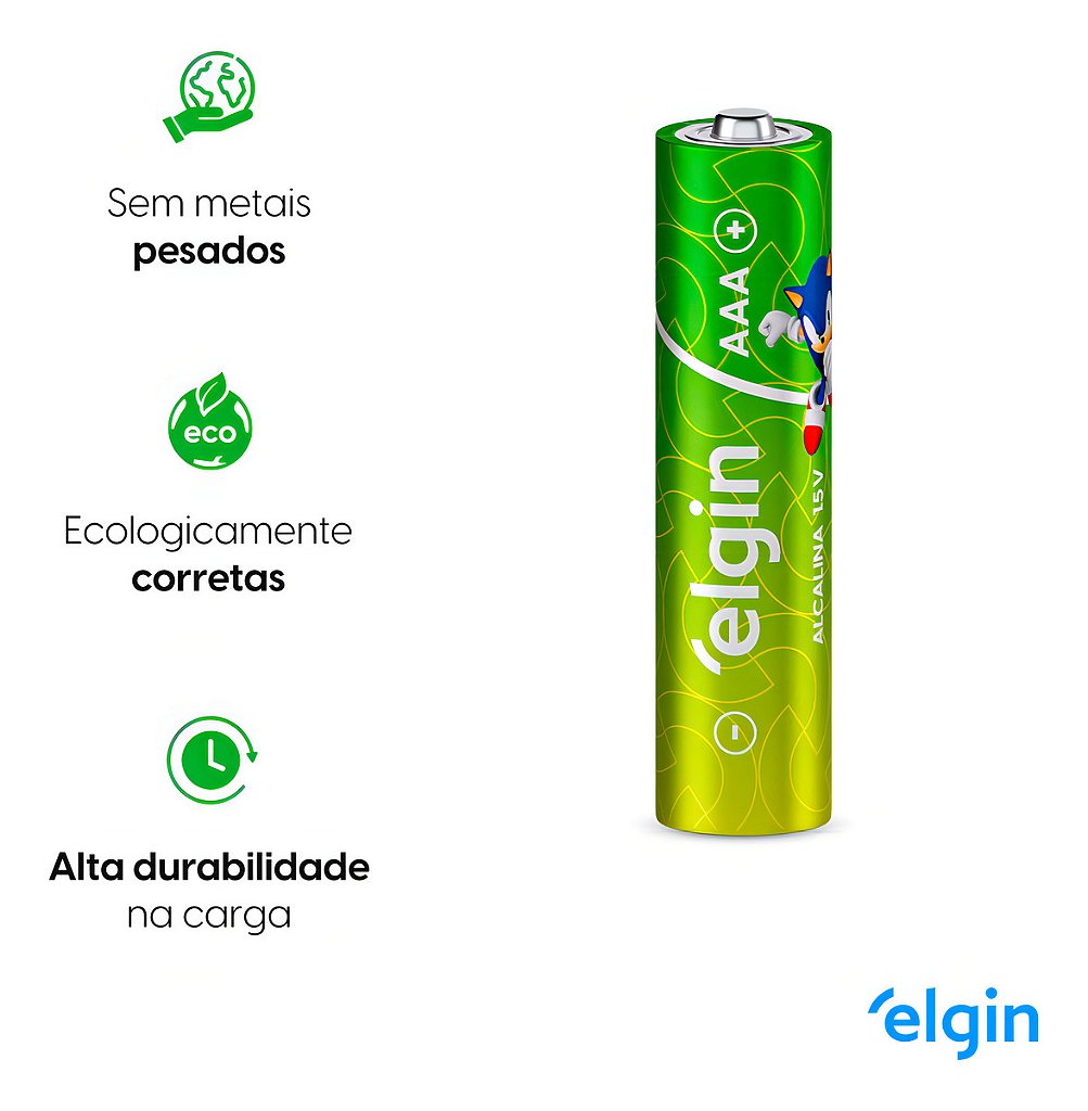 Pilha Alcalina Elgin AAA Palito 1.5V Blister com 2 Unidades - Imagem 2