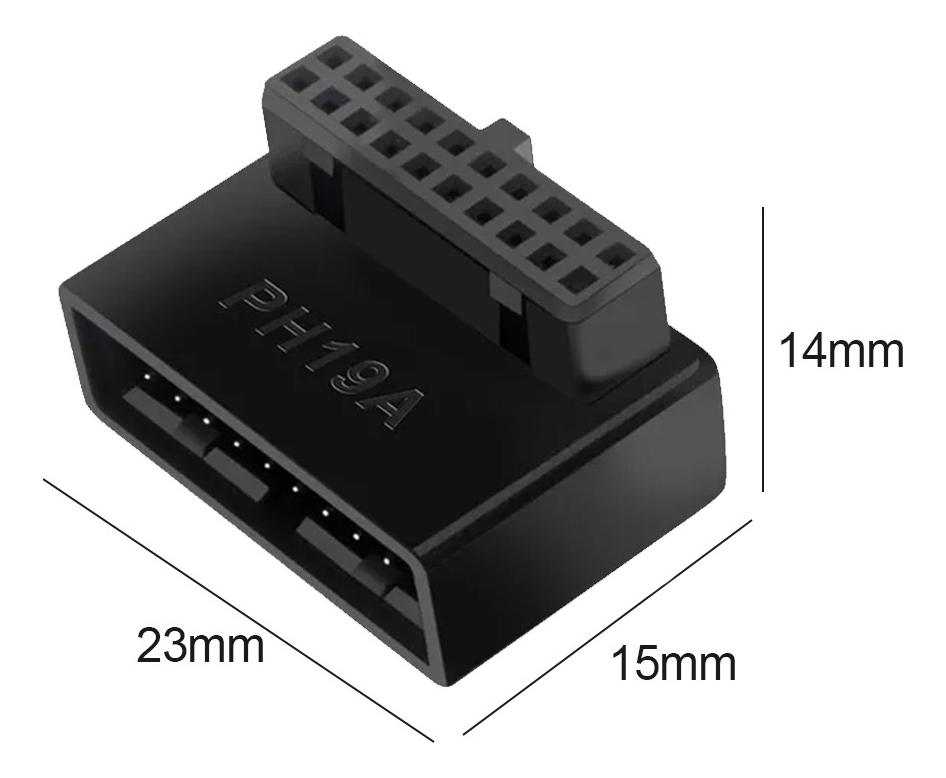 Adaptador Conector USB 3.0 Interno 19 Pinos 90 Graus para Placa Mãe - Tipo A (Ângulo Inferior) - Imagem 3