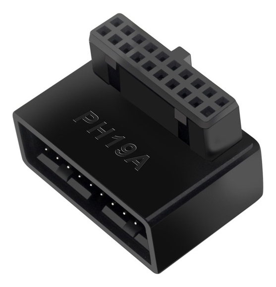 Adaptador Conector USB 3.0 Interno 19 Pinos 90 Graus para Placa Mãe - Tipo A (Ângulo Inferior)