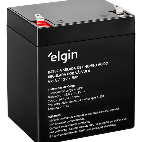 Bateria Selada VRLA Elgin 12V 5AH Chumbo-Ácido Recarregável
