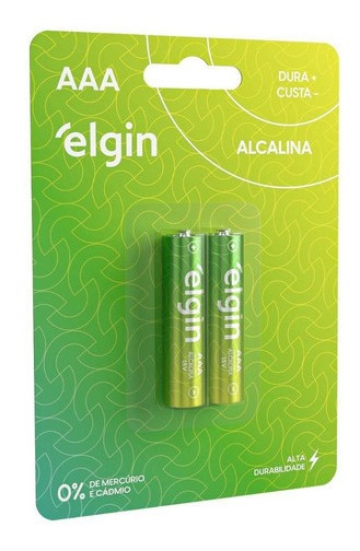 Pilha Alcalina Elgin AAA Palito 1.5V Blister com 2 Unidades