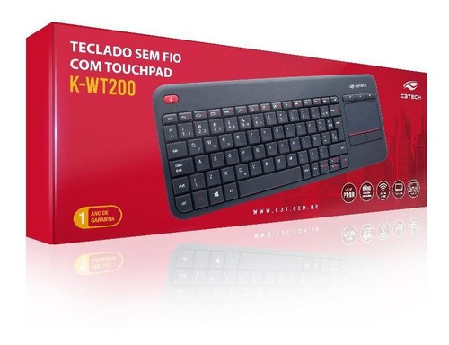 Teclado Sem Fio C3Tech K-WT200BK com Touchpad Integrado Multimídia ABNT2 - Imagem 4