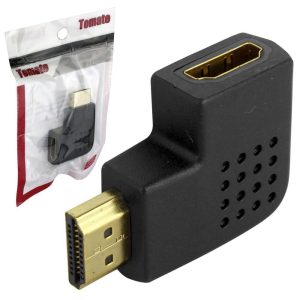 Adaptador HDMI Macho para Fêmea 90 Graus em L Conector Curvo para TV e Monitor