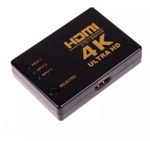 Switch HDMI 3x1 Divisor 3 Portas para 1 Saída 4K Ultra HD 3D com Controle Remoto