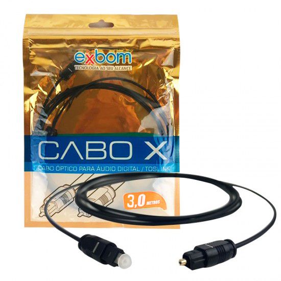 Cabo de Áudio Digital Óptico Exbom CBX-OAG30 3 Metros Toslink Conectores Banhados a Ouro - Imagem 2