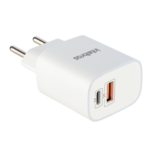 Fonte Carregador Intelbras EC 11 20W Bivolt com 1x USB-C Power Delivery PD e 1x USB-A Quick Charge QC