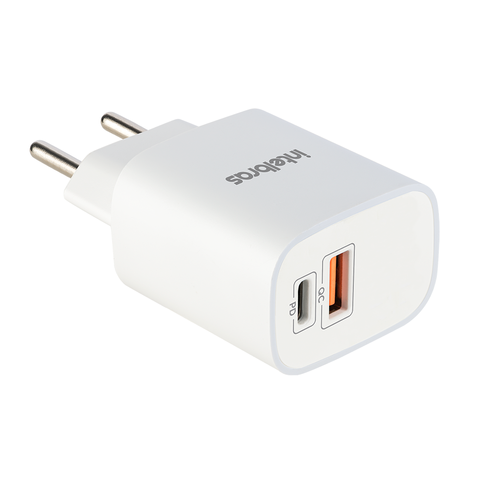 Fonte Carregador Intelbras EC 11 20W Bivolt com 1x USB-C Power Delivery PD e 1x USB-A Quick Charge QC