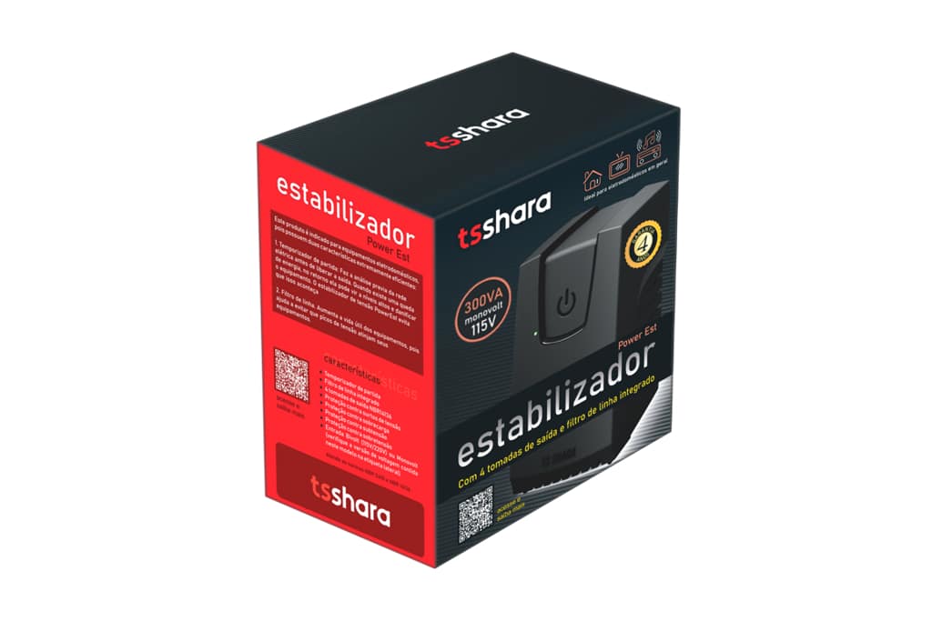 Estabilizador TS Shara PowerEst 500VA Bivolt Automático Saída 115V 4 Tomadas 9116 - Imagem 4