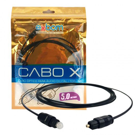 Cabo de Áudio Digital Óptico Exbom 5 Metros Conector Toslink CBX-OAG50 - Imagem 2