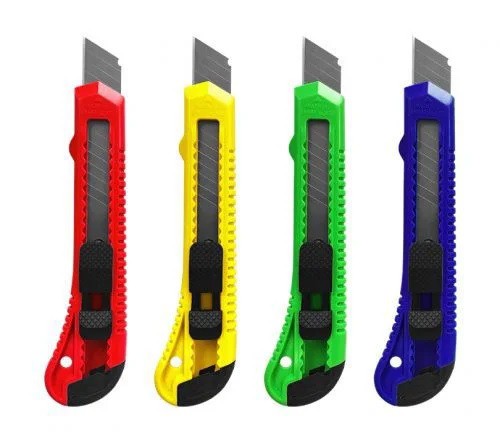 Estilete BRASFORT 18mm Retrátil com Trava de Segurança Cores Sortidas