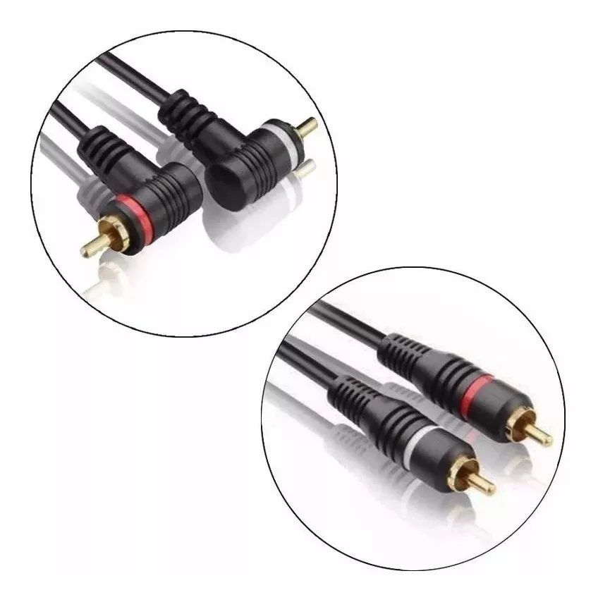 Cabo RCA Macho x RCA 90 Graus 5 Metros 4mm Profissional Cobre Blindado - Imagem 5