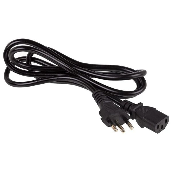 Cabo de Força Tripolar 3 Pinos Padrão Novo 3 Metros 3x0.75mm² para PC, Fonte e Monitor - NBR 14136