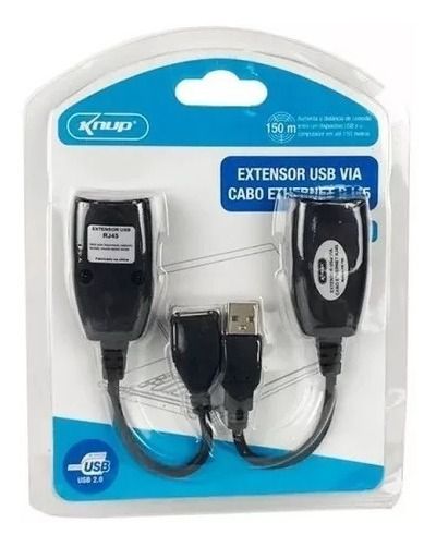 Extensor USB 2.0 via RJ45 KNUP KP-T88 até 150 Metros com Cabo de Rede Cat5/Cat6 para Impressora, Webcam e Teclado - Imagem 2