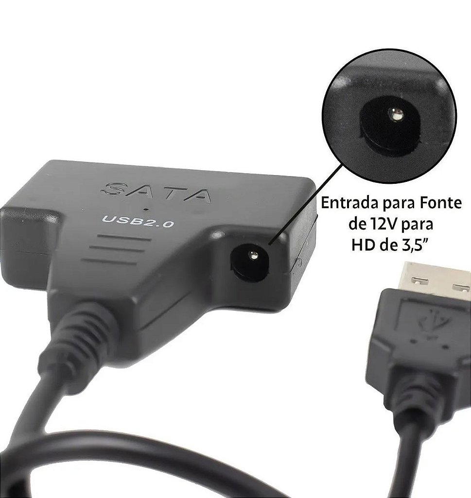 Adaptador Conversor Knup KP-HD015 USB 2.0 para HD e SSD SATA 2.5 e 3.5 Polegadas - Imagem 3