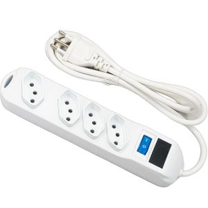 Filtro de Linha Knup SL7604 4 Tomadas 10A Bivolt Cabo 1,5m Branco com Fusível e Interruptor On/Off