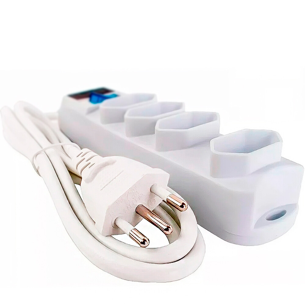 Filtro de Linha Knup SL7604 4 Tomadas 10A Bivolt Cabo 1,5m Branco com Fusível e Interruptor On/Off - Imagem 2
