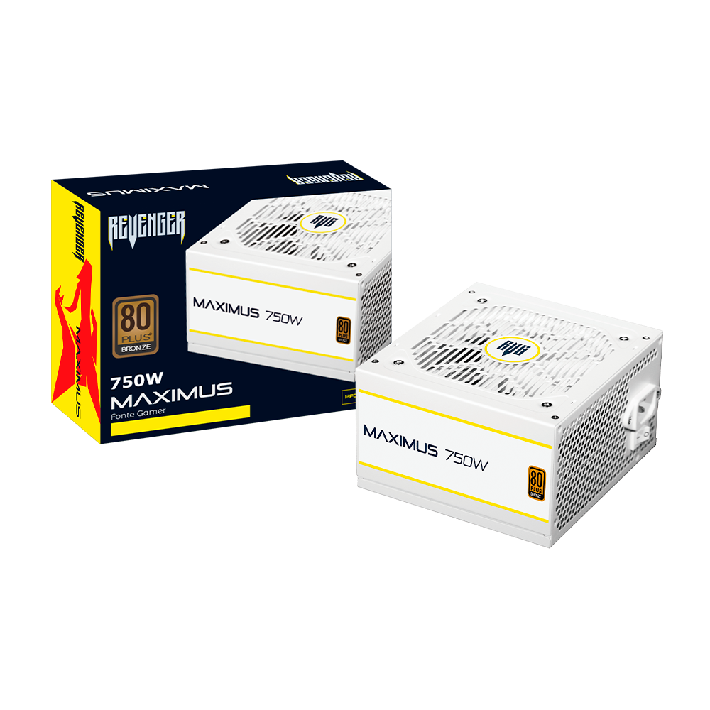 Fonte ATX Real 750W Maximus FO-MAX06 Revenger 80 Plus Bronze PFC Ativo Branca
