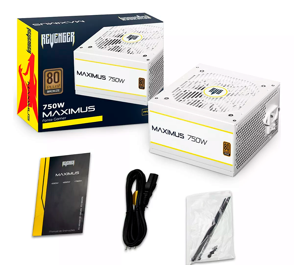Fonte ATX Real 750W Maximus FO-MAX06 Revenger 80 Plus Bronze PFC Ativo Branca - Imagem 3