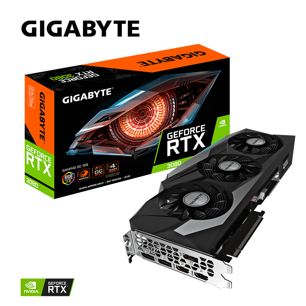 Placa de Vídeo GIGABYTE RTX 3080 Gaming OC 10GB GDDR6X