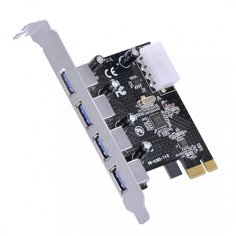 Placa Controladora PCI-Express Knup KP-T102 com 4 Portas USB 3.0 5Gbps e Conector de Alimentação Molex - Imagem 2