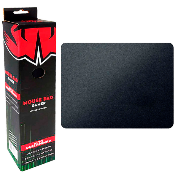 Mouse Pad Gamer KNUP KP-S07 Speed Preto 420x320x3mm Base Emborrachada