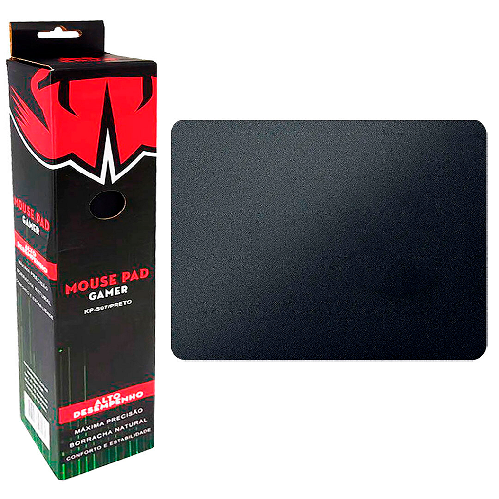 Mouse Pad Gamer Knup KP-S07 Speed Preto 420x320x3mm Base Emborrachada