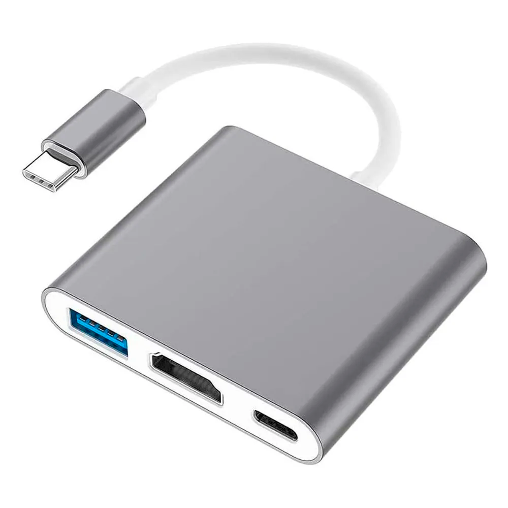 Adaptador HUB USB-C 3 em 1 Tomate MTC-7106 com HDMI 4K, USB 3.0 e USB-C Power Delivery (PD) - Imagem 2