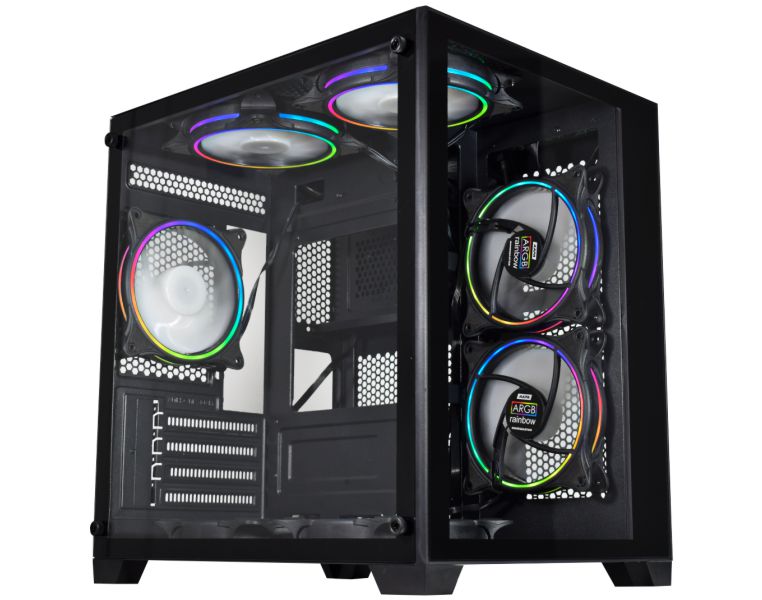 Gabinete Gamer K-Mex Aquário CG-0415 Mid Tower mATX ITX Vidro Temperado Frontal e Lateral Preto - Imagem 2