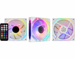 Kit 3 Fans Cooler K-Mex Infinite Space AARA WHITE 120mm ARGB Dual Ring Branco com Controladora e Controle Remoto