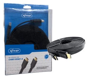 Cabo HDMI 1.4 Knup KP-YP51000 10 Metros Flat Achatado Conectores Banhados a Ouro