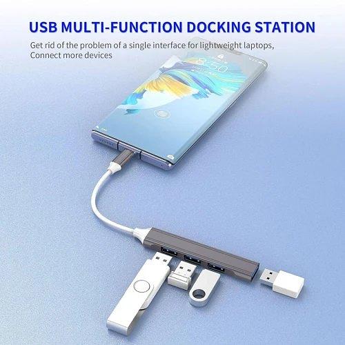 HUB USB-C Knup HB504 com 4 Portas USB 3.0 de Alta Velocidade 5Gbps em Alumínio para Notebook e PC - Imagem 4