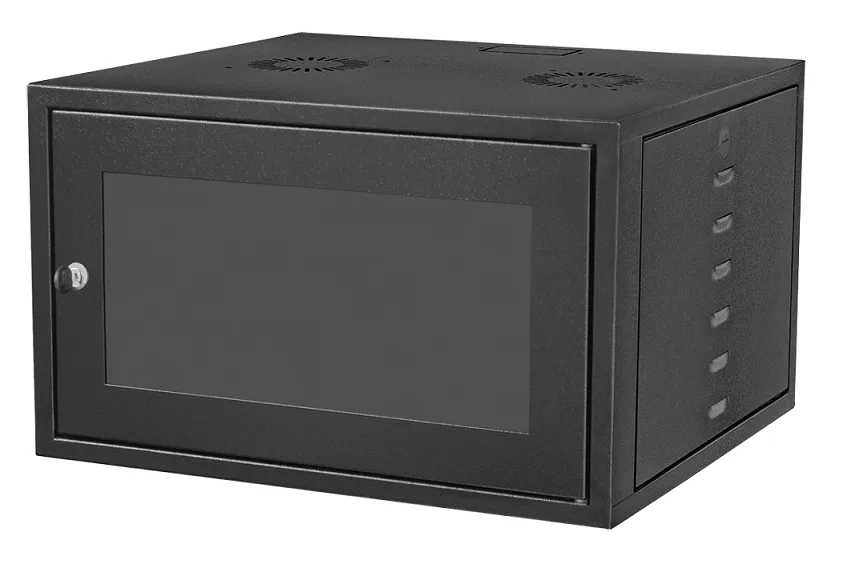 Rack de Parede 19pol 12U 370mm Profundidade Preto Monobloco - Imagem 2