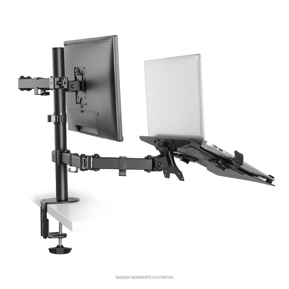 Suporte Híbrido Articulado PCYes PLMSMN1A para Monitor e Notebook de 13 a 32 polegadas com Rotação 360° e Ajuste de Altura - Imagem 2