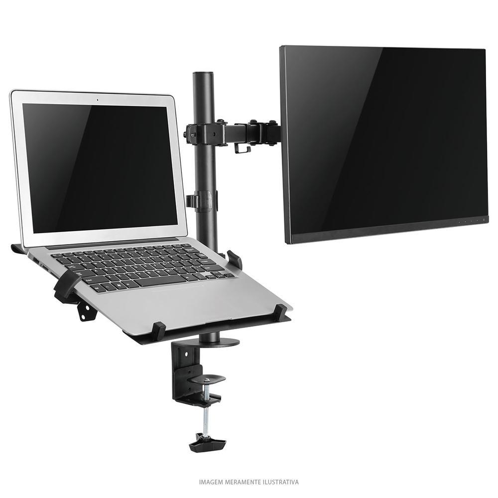 Suporte Híbrido Articulado PCYes PLMSMN1A para Monitor e Notebook de 13 a 32 polegadas com Rotação 360° e Ajuste de Altura - Imagem 3