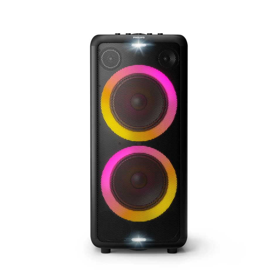 Caixa de Som Philips Party Speaker TAX5208/78 1600W RMS Bluetooth 5.0 Bateria Recarregável Karaokê e Efeitos de Luz RGB