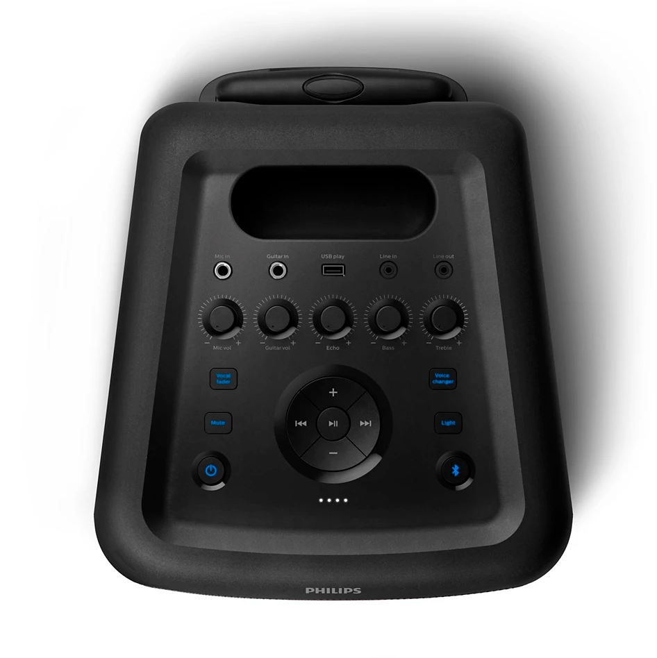Caixa de Som Philips Party Speaker TAX5208/78 1600W RMS Bluetooth 5.0 Bateria Recarregável Karaokê e Efeitos de Luz RGB - Imagem 4