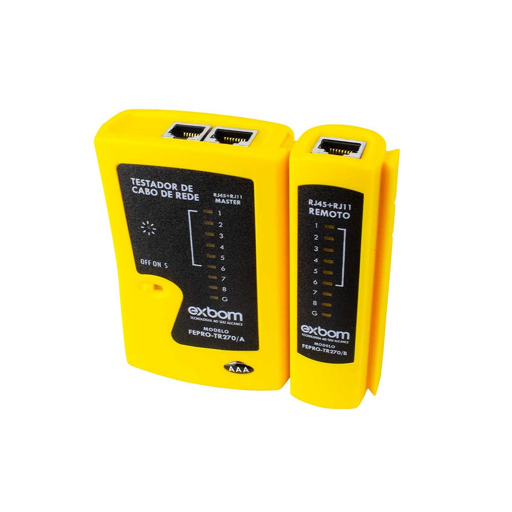 Testador de Cabos de Rede e Telefone Exbom FePro TR-270 para Conectores RJ45 e RJ11 com LEDs Indicadores - Imagem 2