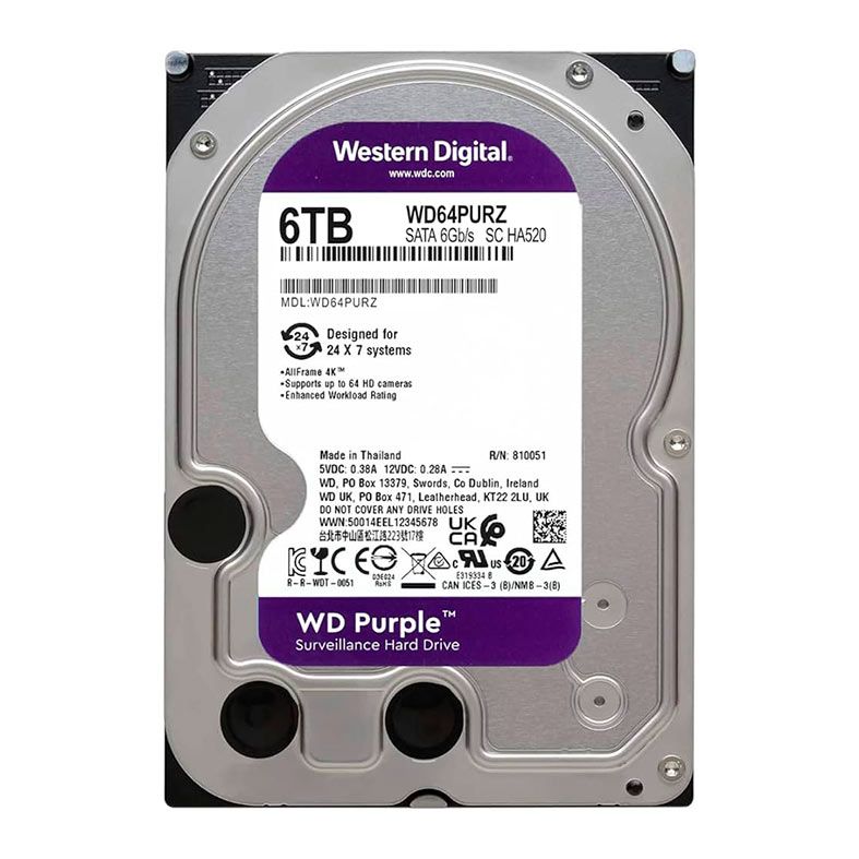 HD Purple 6TB SATA Cache 256GB 5400RPM WD64PURZ Surveillance Western Digital CFTV