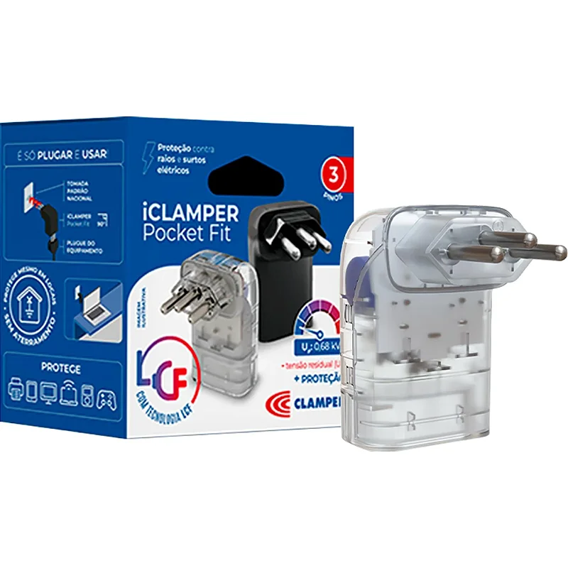 Protetor de Surtos CLAMPER Pocket Fit com 1 Tomada 20A 3 Pinos Transparente - foto 5