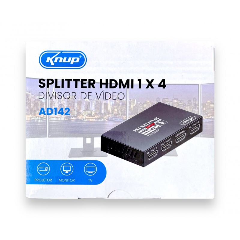 Splitter HDMI 1x4 KNUP KP-AD142 1.4 Full HD 1080p 3D 4K - foto 2