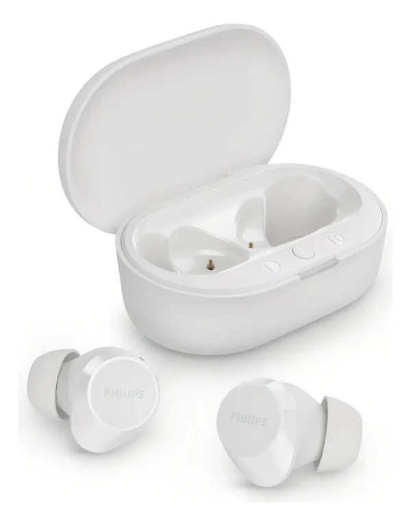 Headset PHILIPS TAT1209WT/00 TWS Bluetooth 5.3 Driver 10mm IPX4 18h Bateria Branco